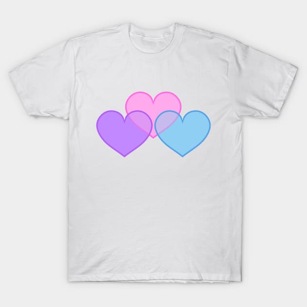 Three Hearts T-Shirt by ShinyBat